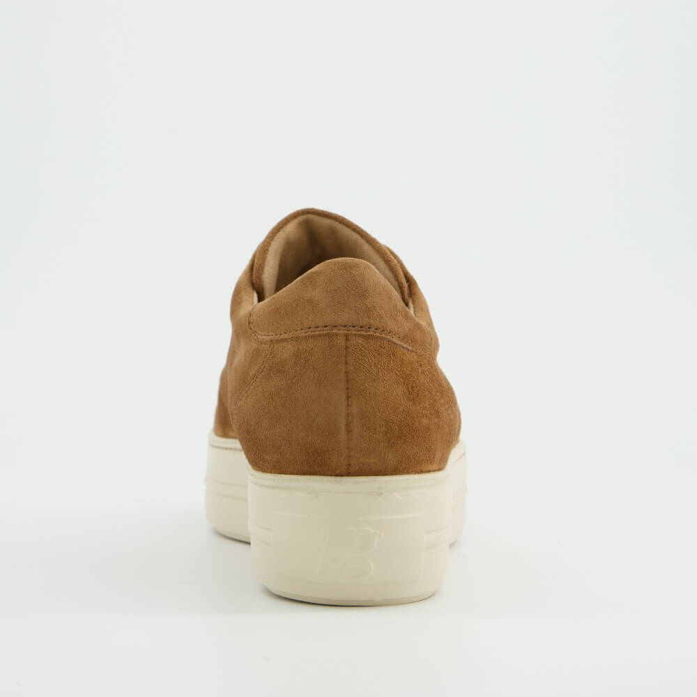 Paul Green 5529 Brown suede sneaker with a white sole on a light gray background