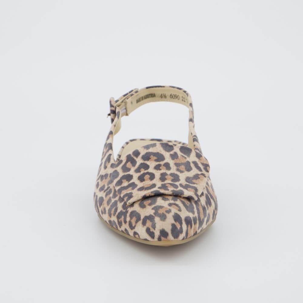 Paul Green 6090-070 Leopard print slingback shoe on a light gray background