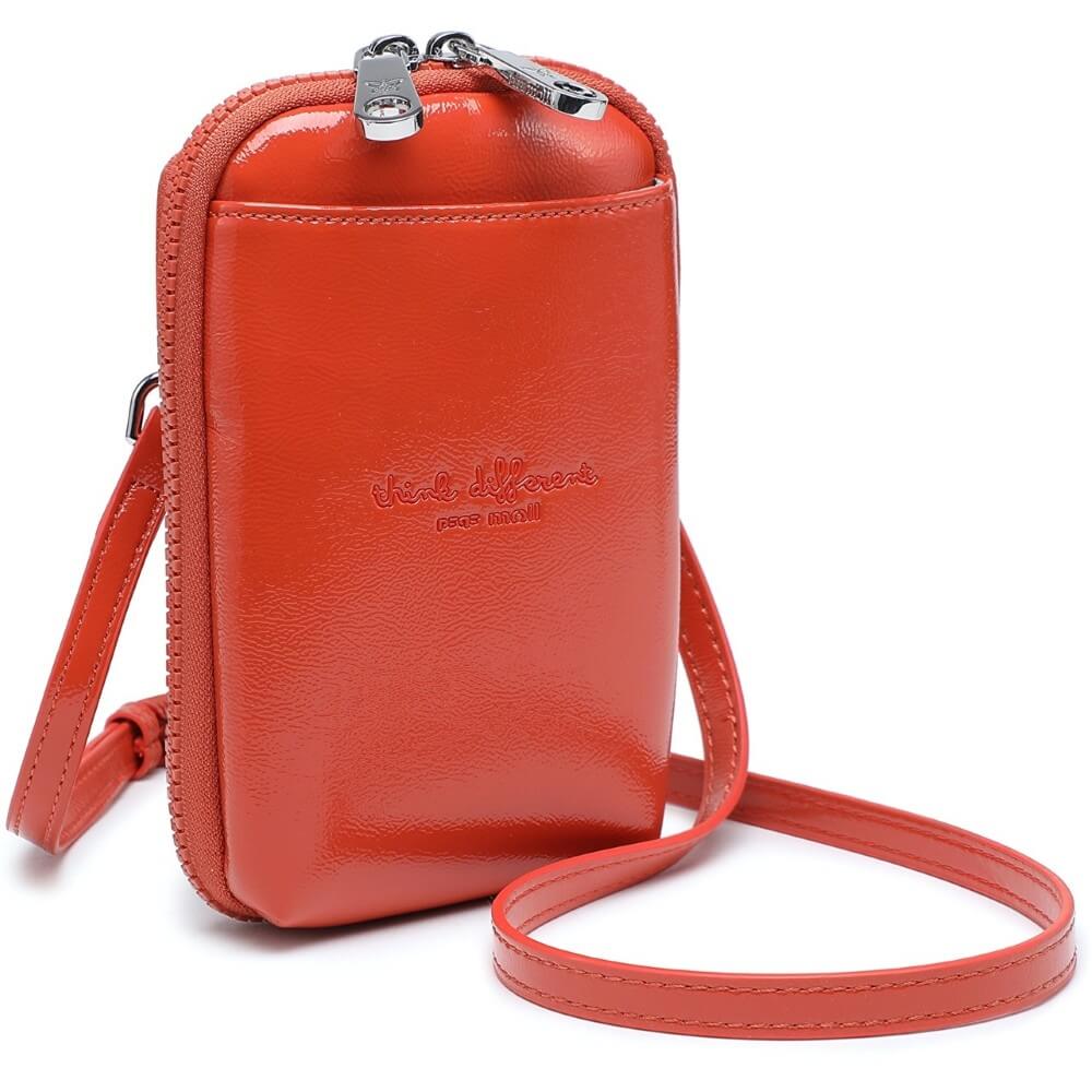 Pepe Moll Orange vegan leather crossbody bag on a white background.