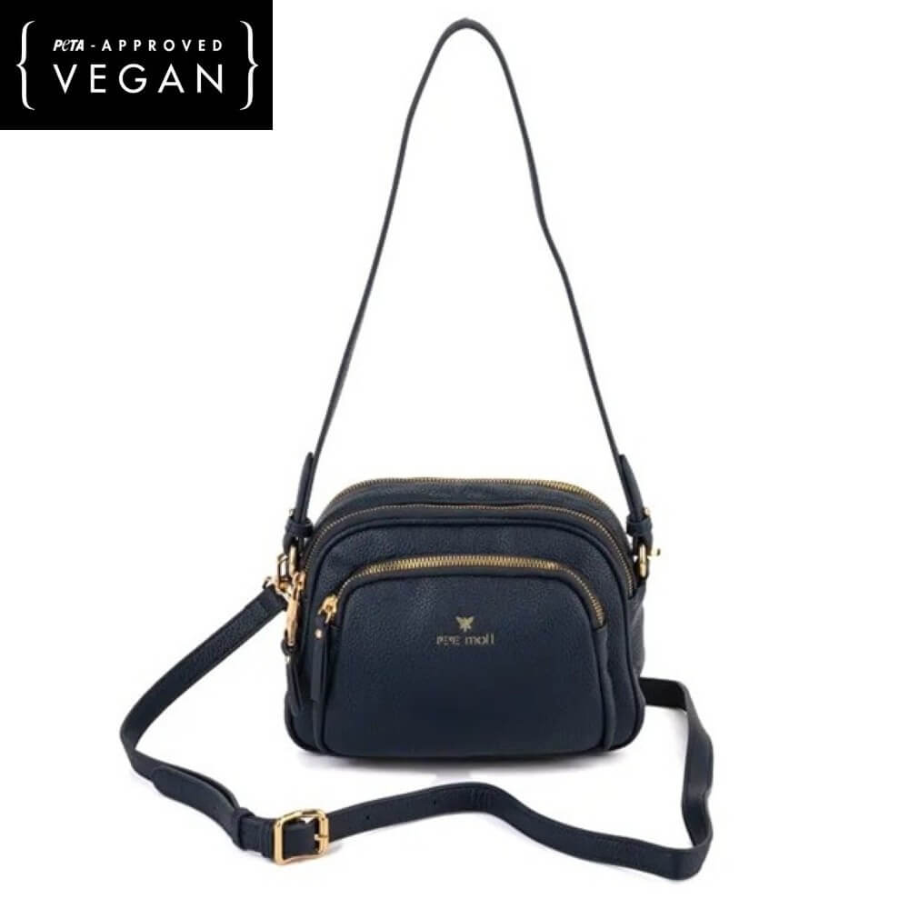 Navy Vegan Shoulder Bag