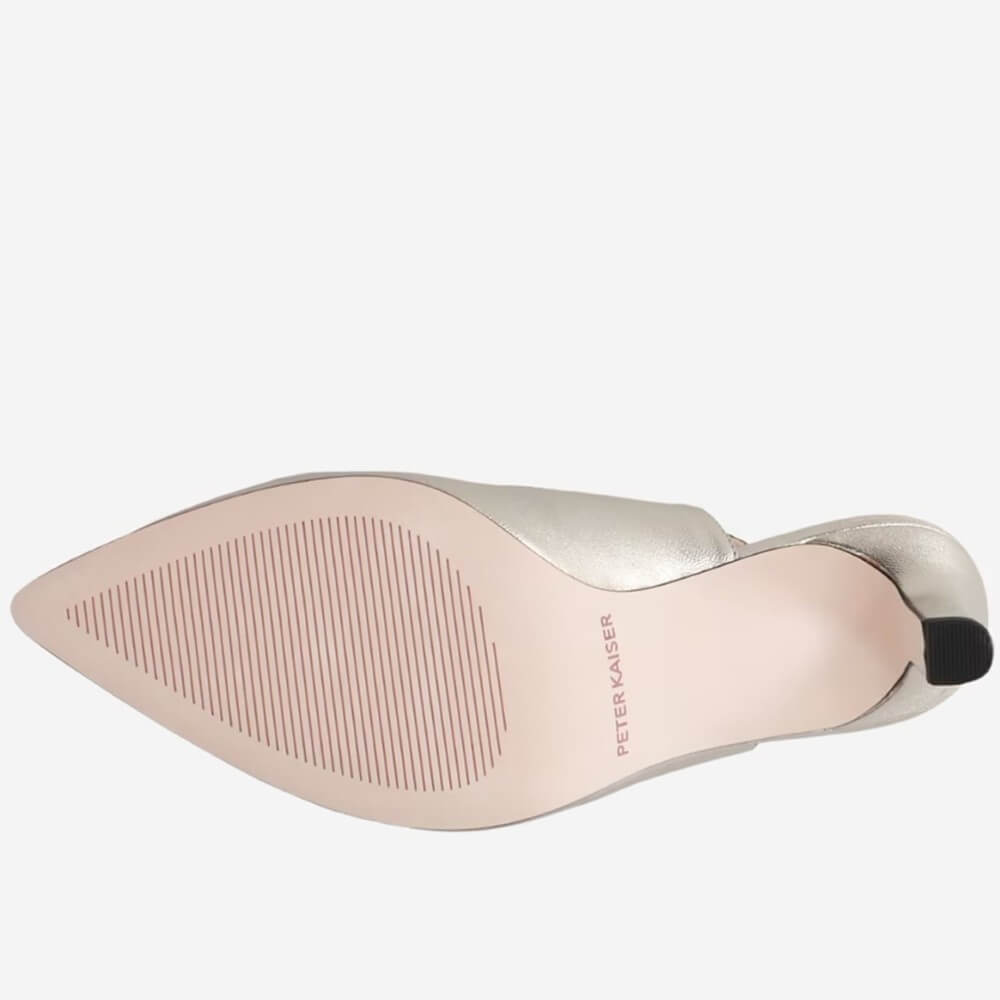 Close-up of a shoe sole with 'Peter Kaiser' branding on a white background