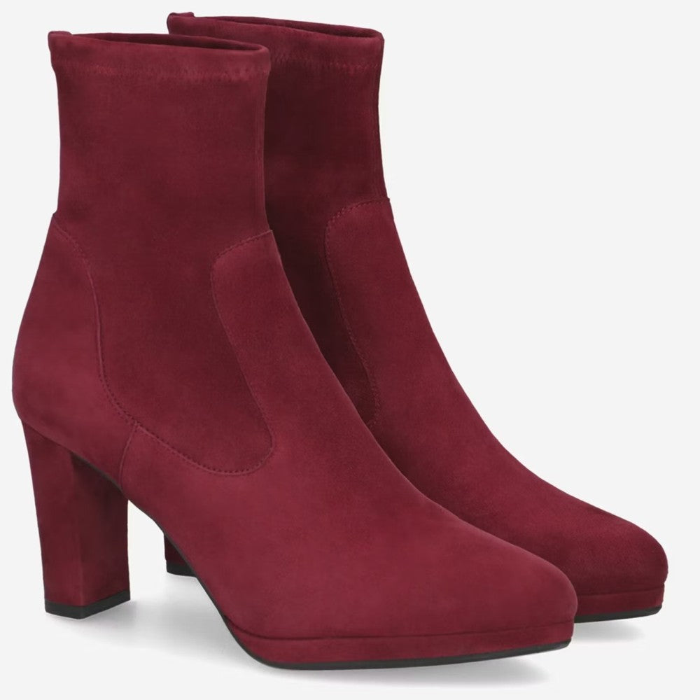 pair of Wine Red Suede Ankle Boots 