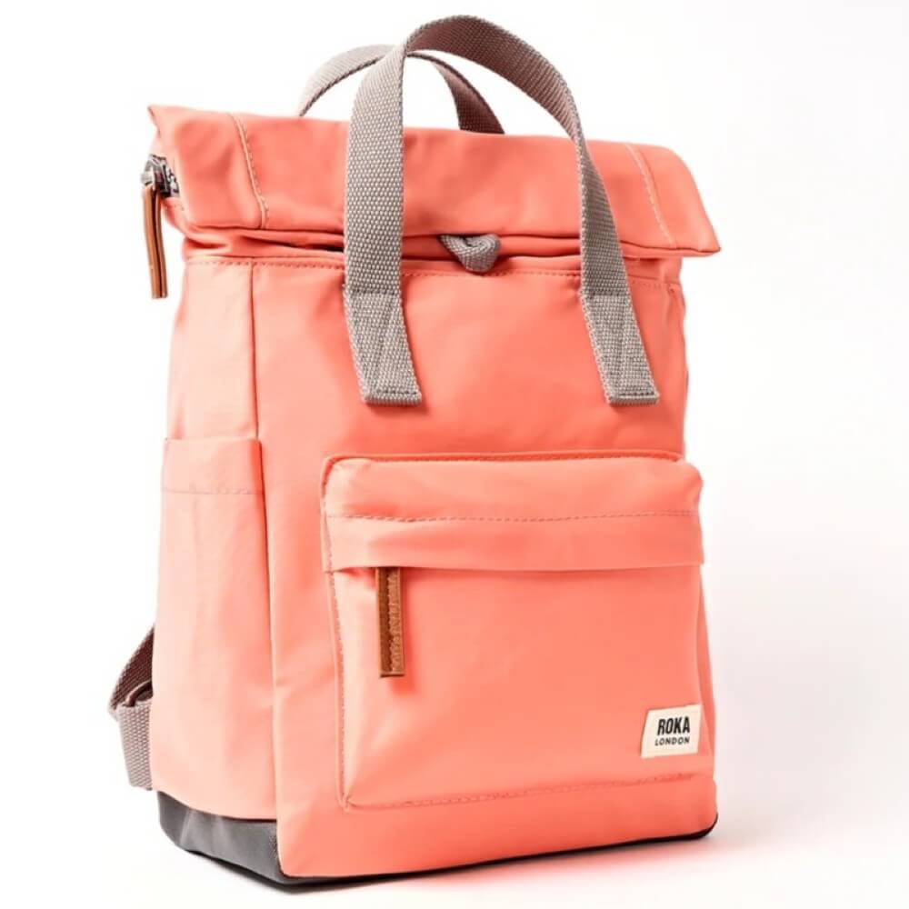 Roka Coral backpack with grey straps on a white background