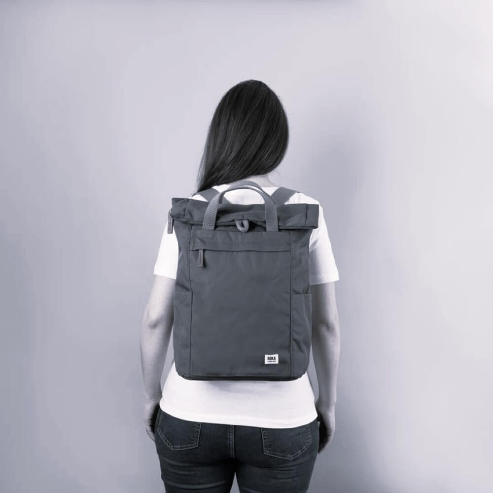 person wearing a Roka Finchley Canvas Backpack 