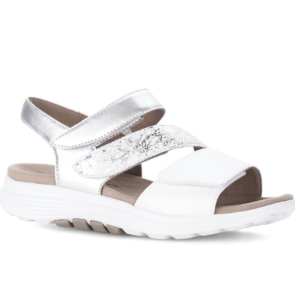  Rollingsoft white silver Velcro walking sandal