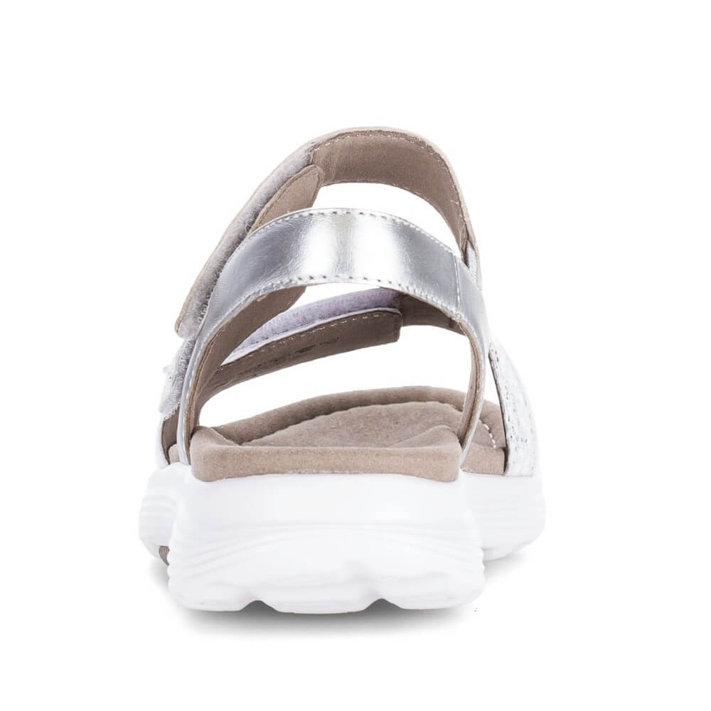 Rollingsoft white silver Velcro walking sandal