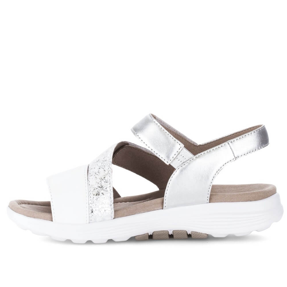 Rollingsoft white silver Velcro walking sandal