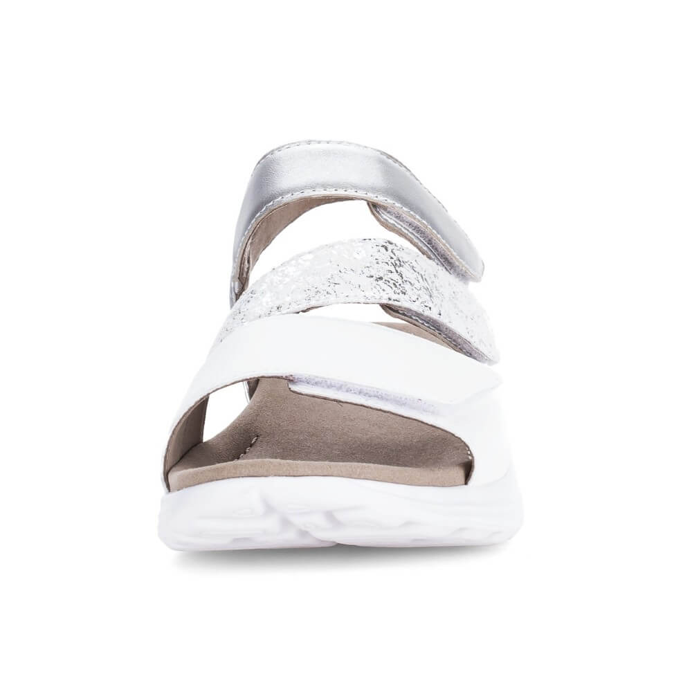 Rollingsoft white silver Velcro walking sandal