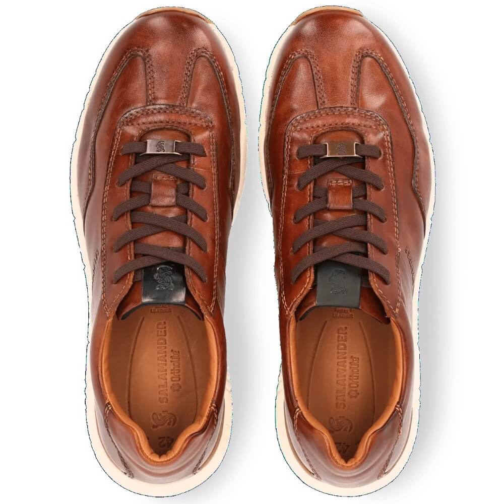 Salamander Cognac leather sneakers with white sole