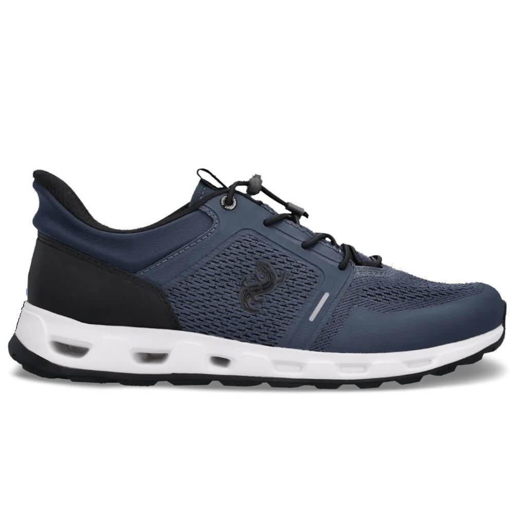 Salamander Navy trainer with white sole on a white background