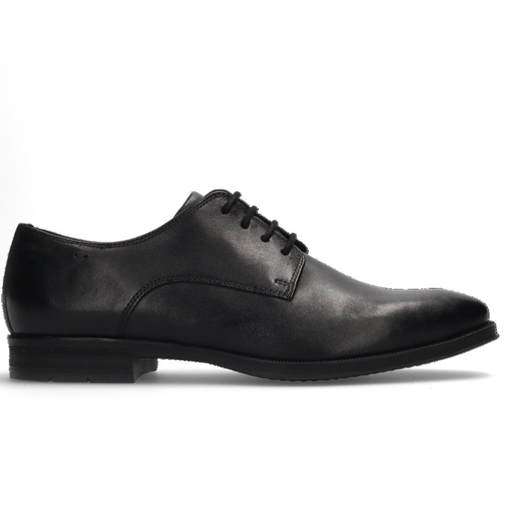 Salamander Black leather dress shoe on a white background