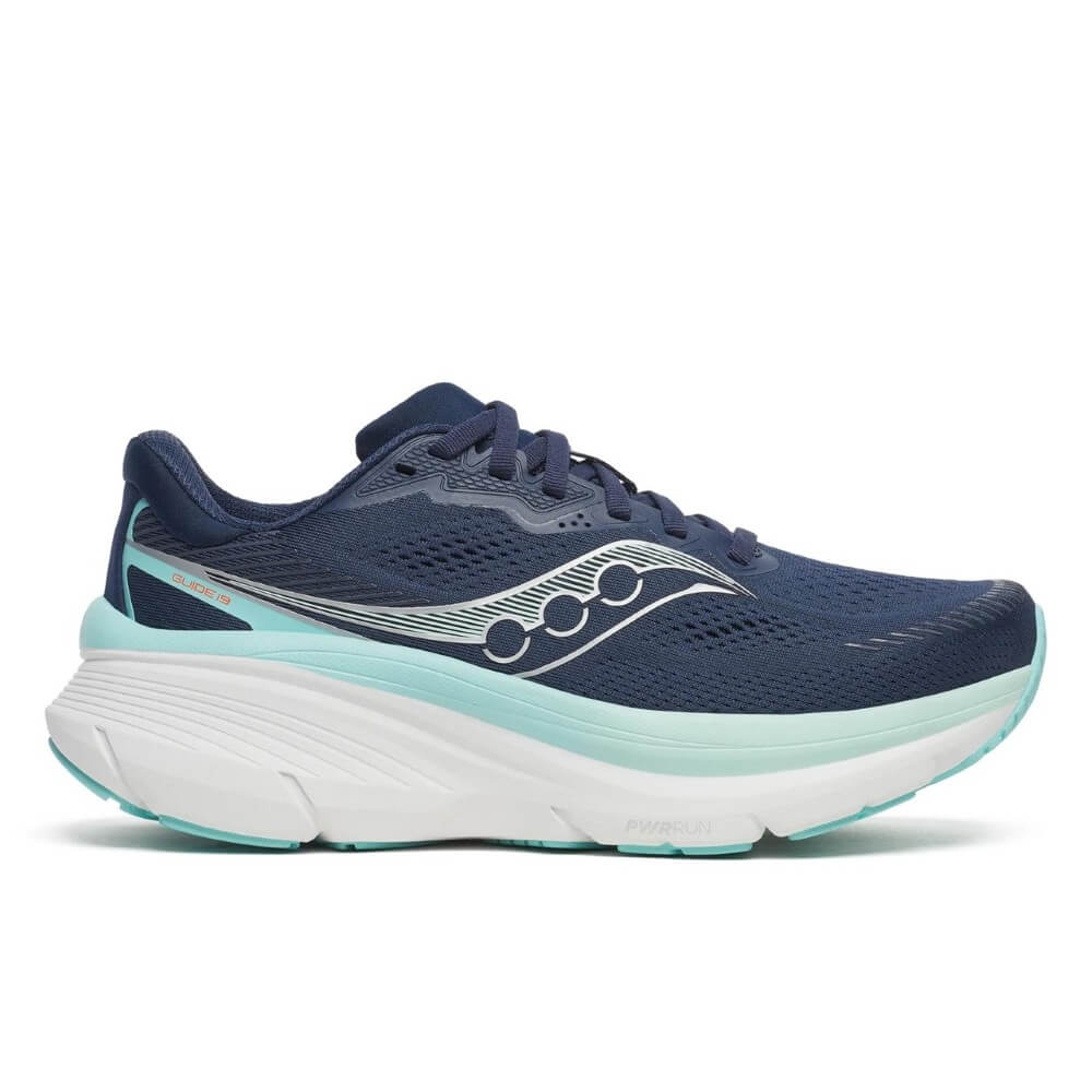 Saucony Guide 19 Navy and light blue running shoe on a white background