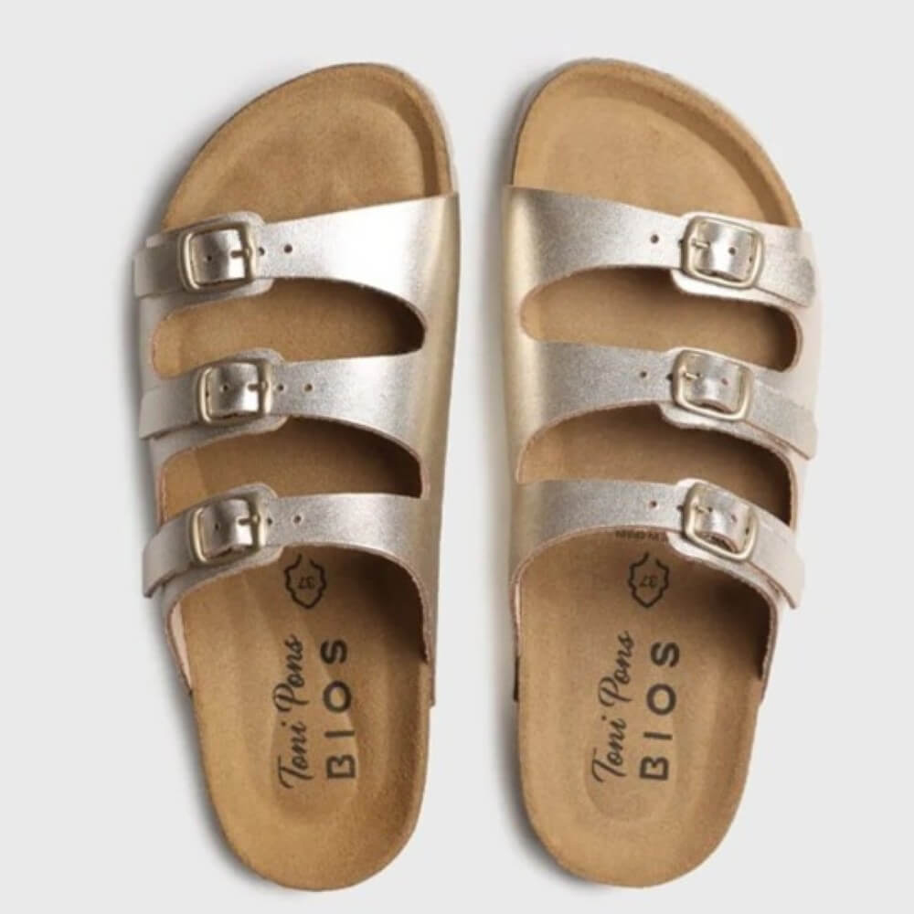 Toni Pons GIEN-VQ 3 Buckle Platinum Leather Sandal