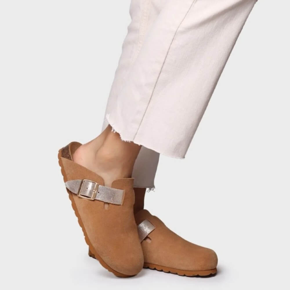 Toni Pons GILA-QT Suede Clog-CAMEL