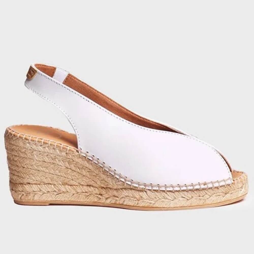 Toni Pons LAILA Peep Toe Leather Wedge WHITE