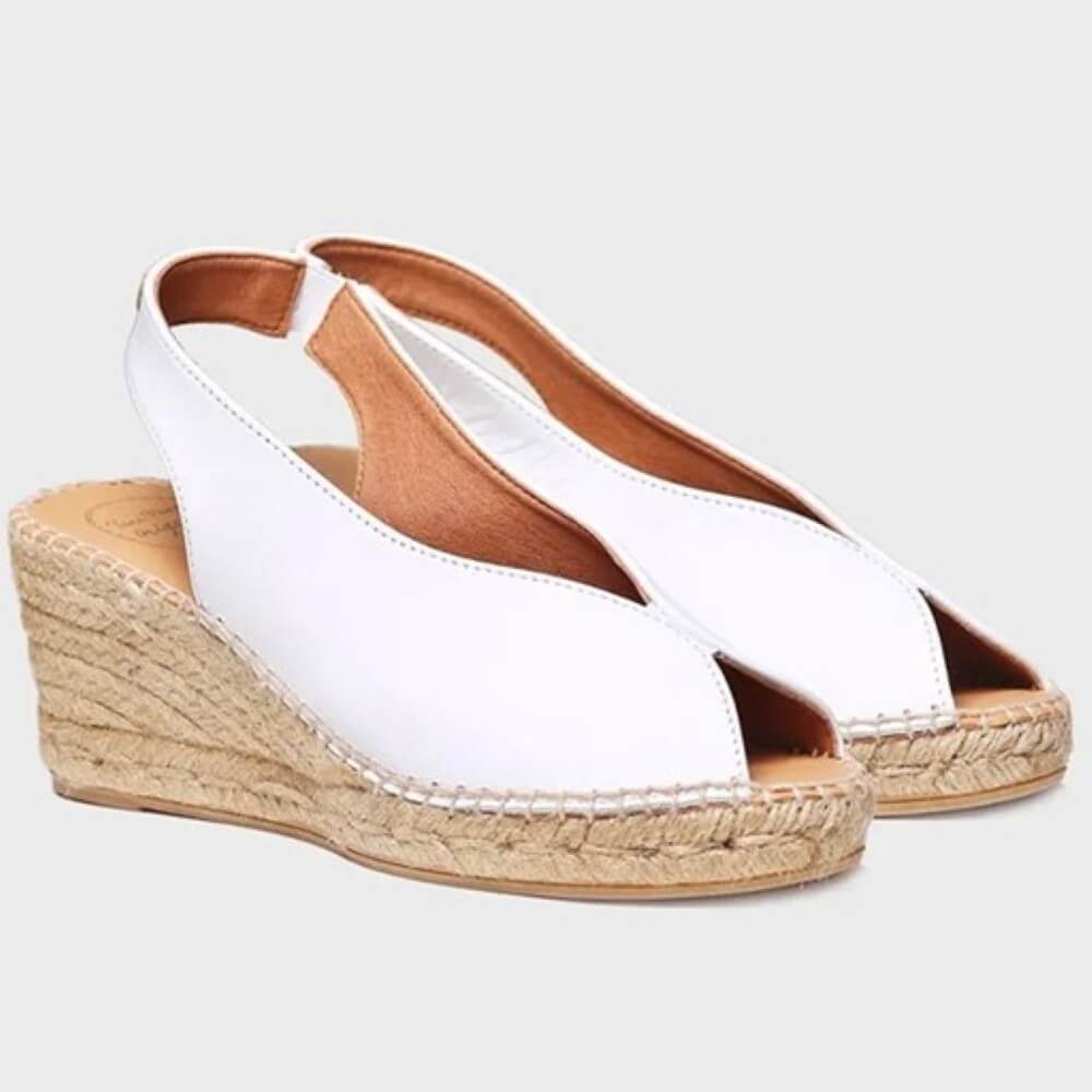 Toni Pons LAILA Peep Toe Leather Wedge WHITE