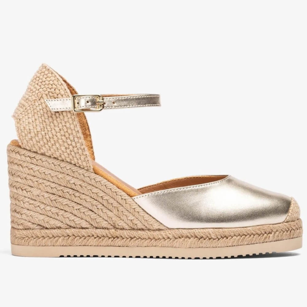 Unisa Castilla Espadrilles Platino Gold Leather