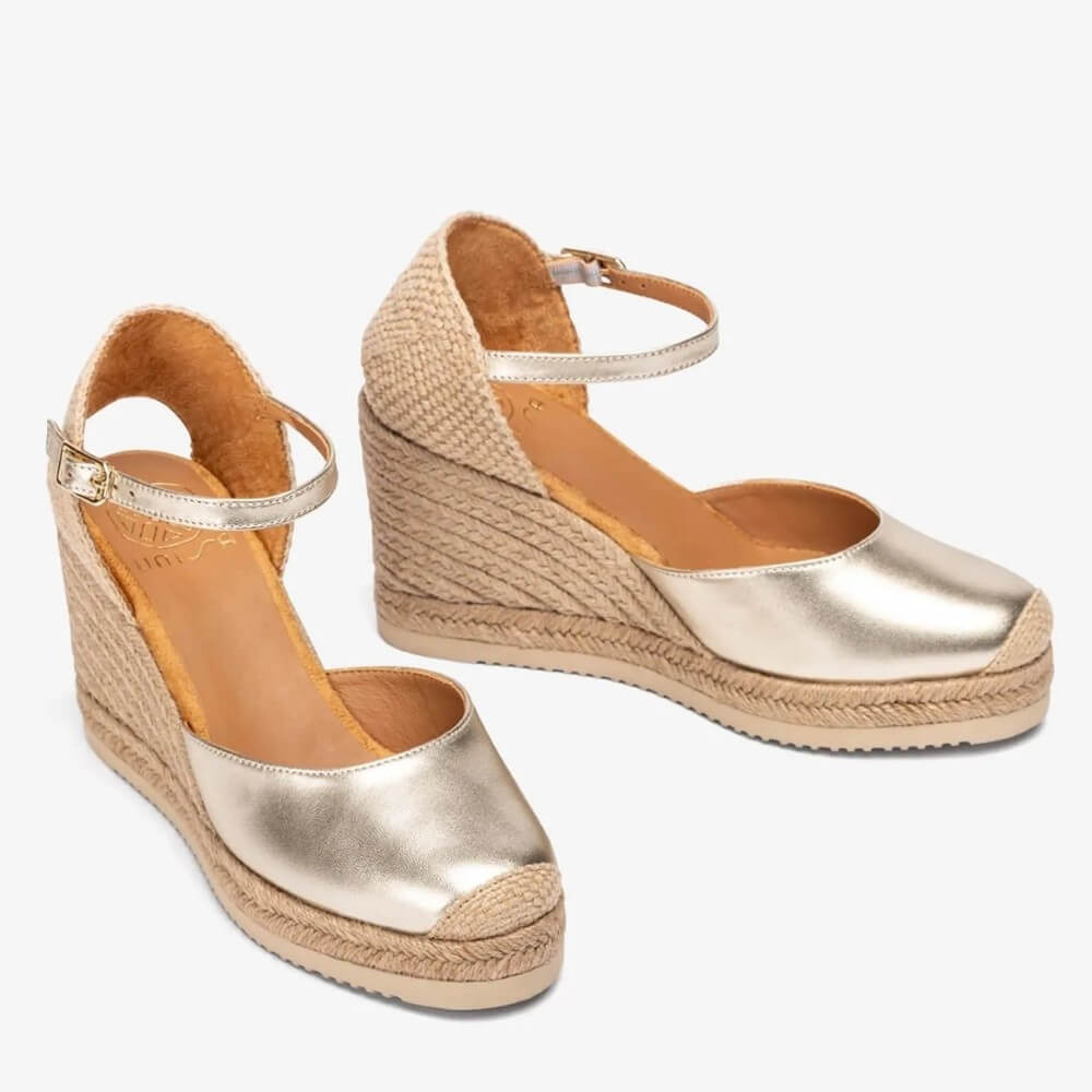 Unisa Castilla Espadrilles Platino Gold Leather