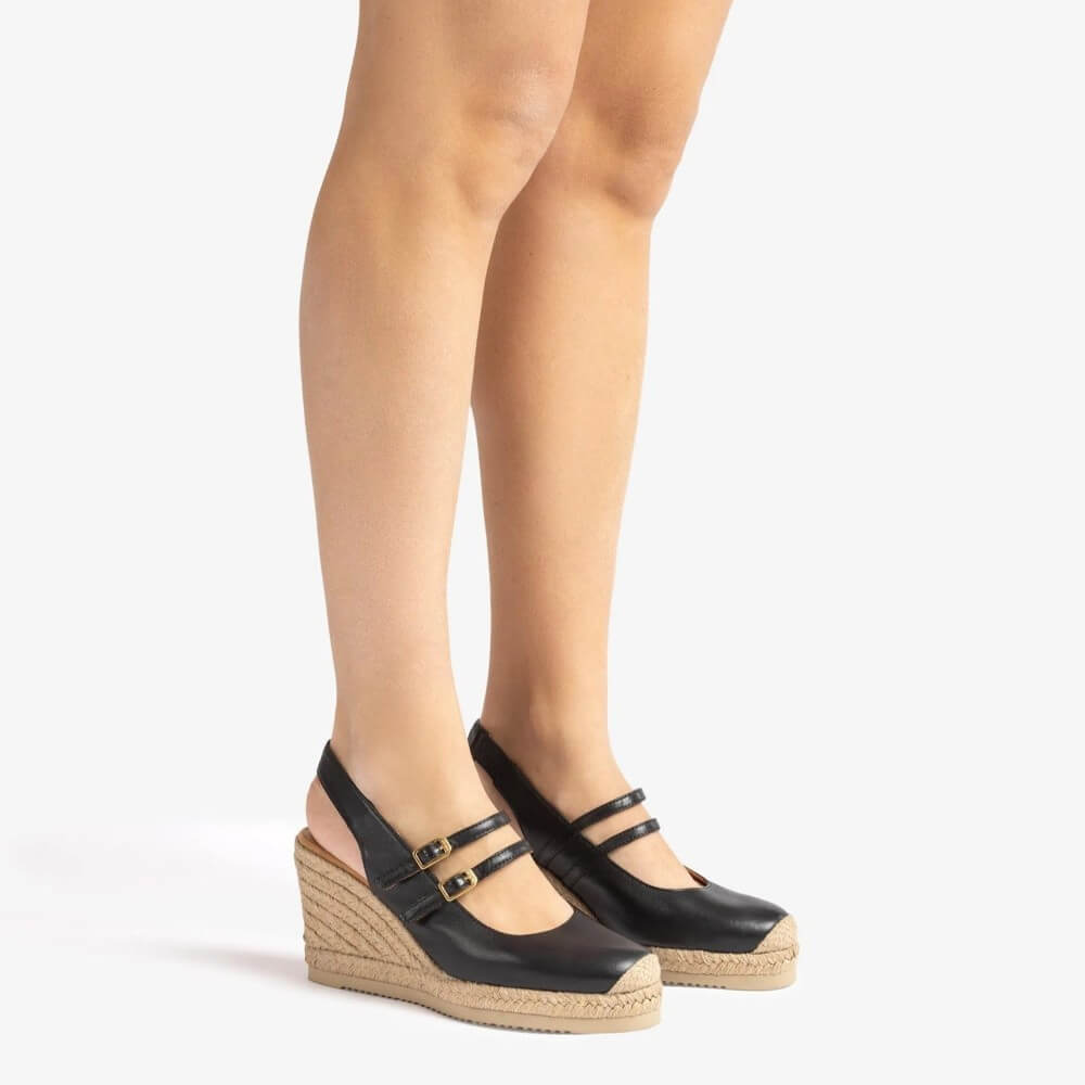 Unisa Cyntia Sling-back Espadrilles-BLACK
