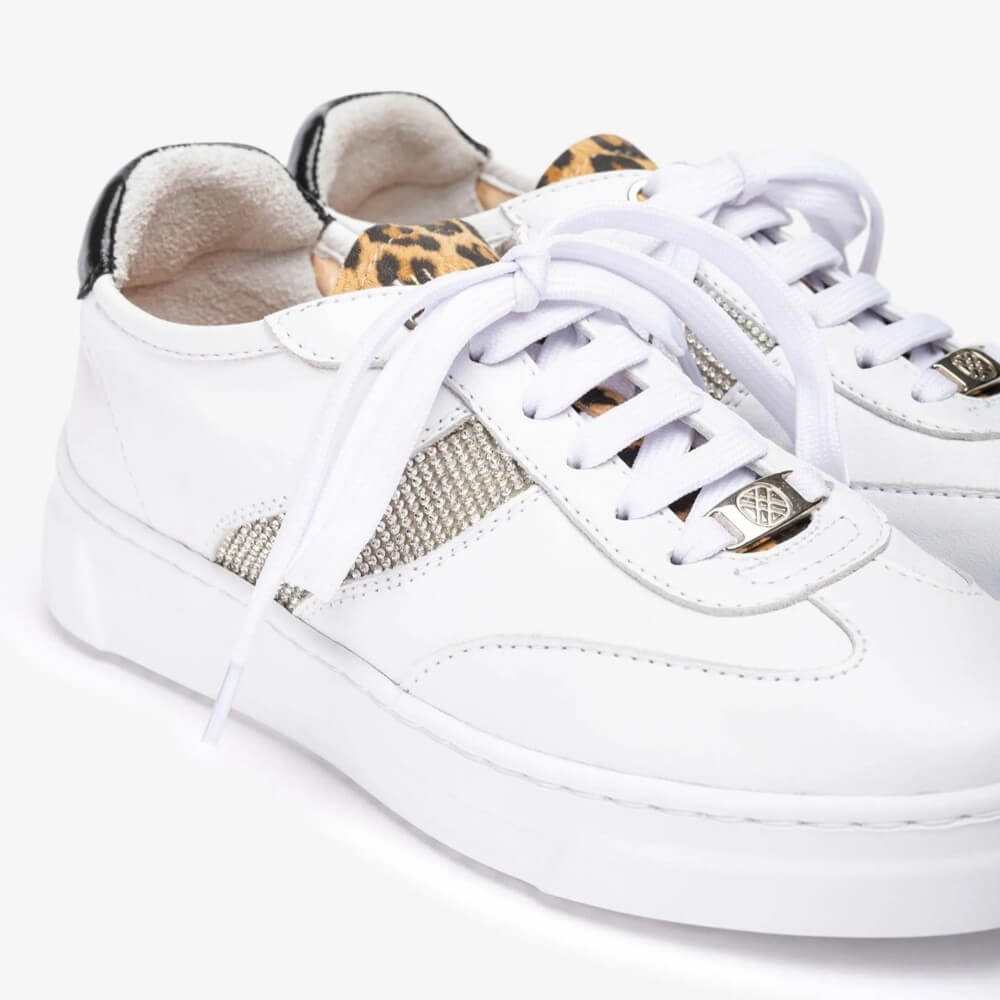 Unisa Futiel Leather Trainers White Leopard