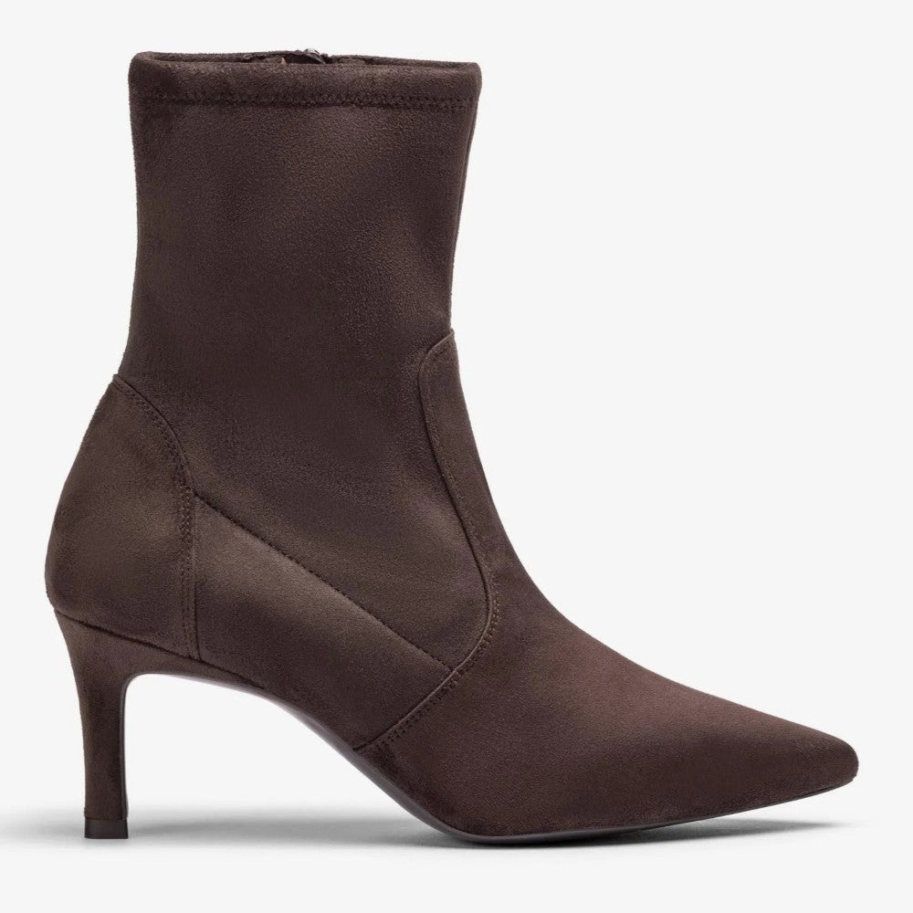 Unisa Lavoy Brown Stretch fabric ankle boot with a pointed toe