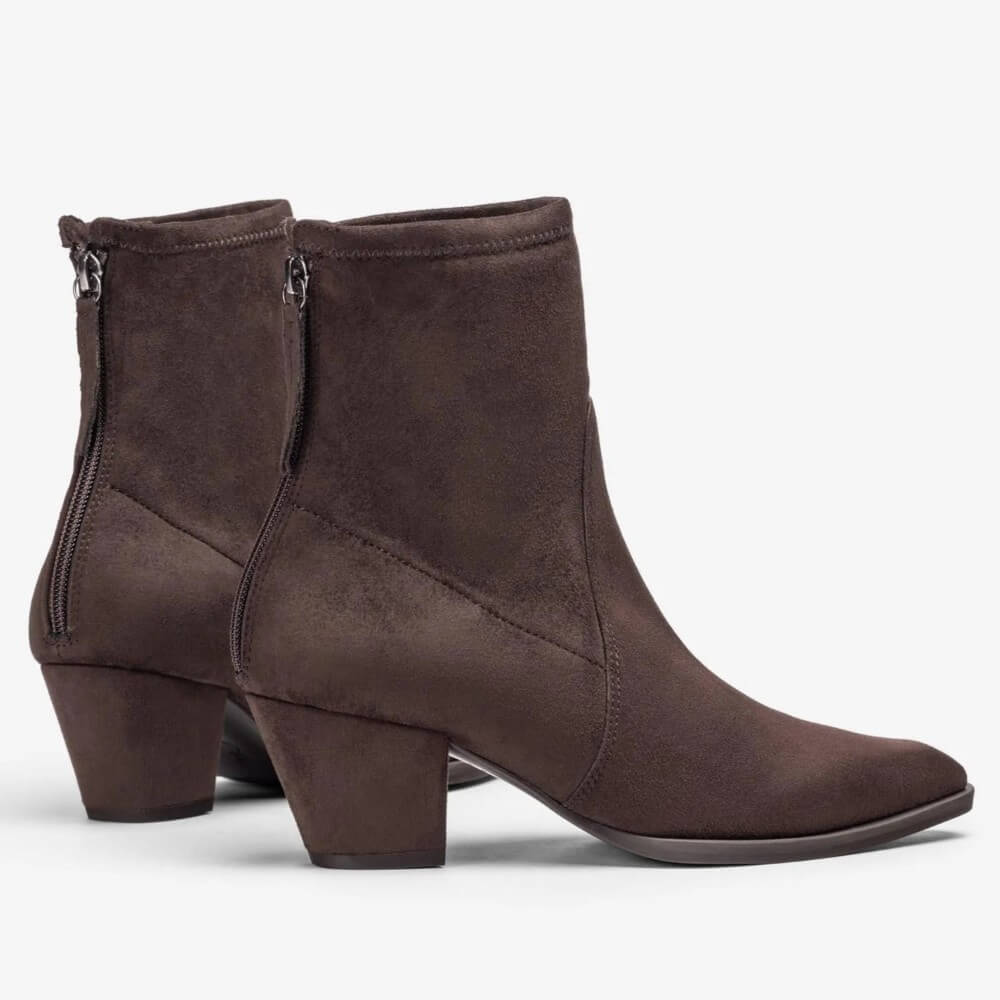 Unisa Lotus Back Zip Brown Suede Ankle Boot