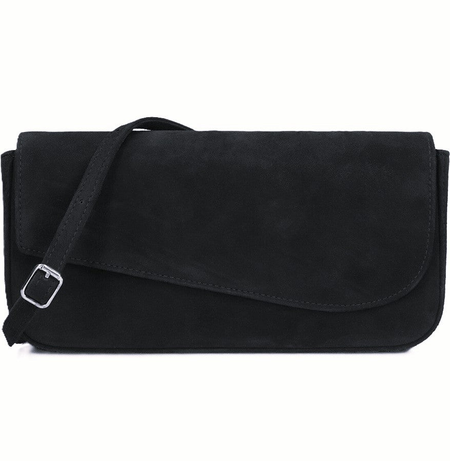 Unisa Black leather Clutch/ shoulder bag on a white background