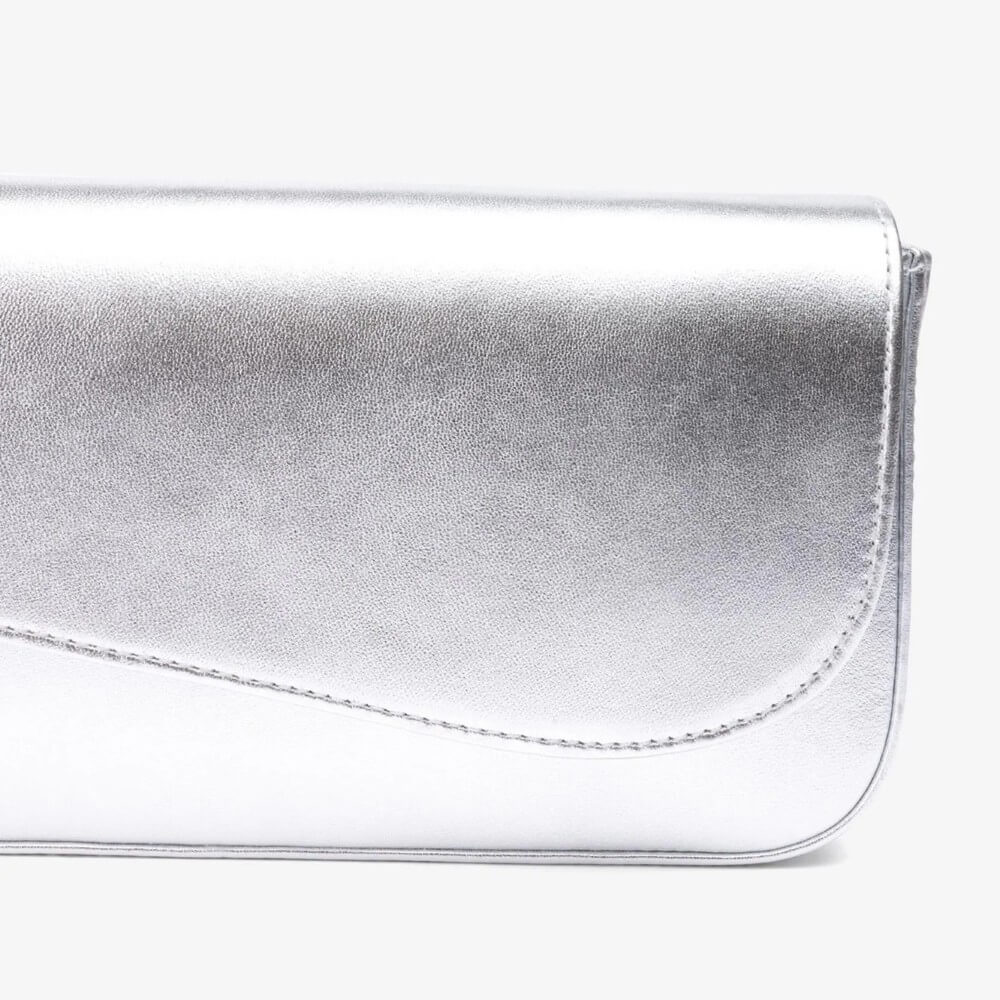 Unisa Zestefi Leather Clutch Bag Silver