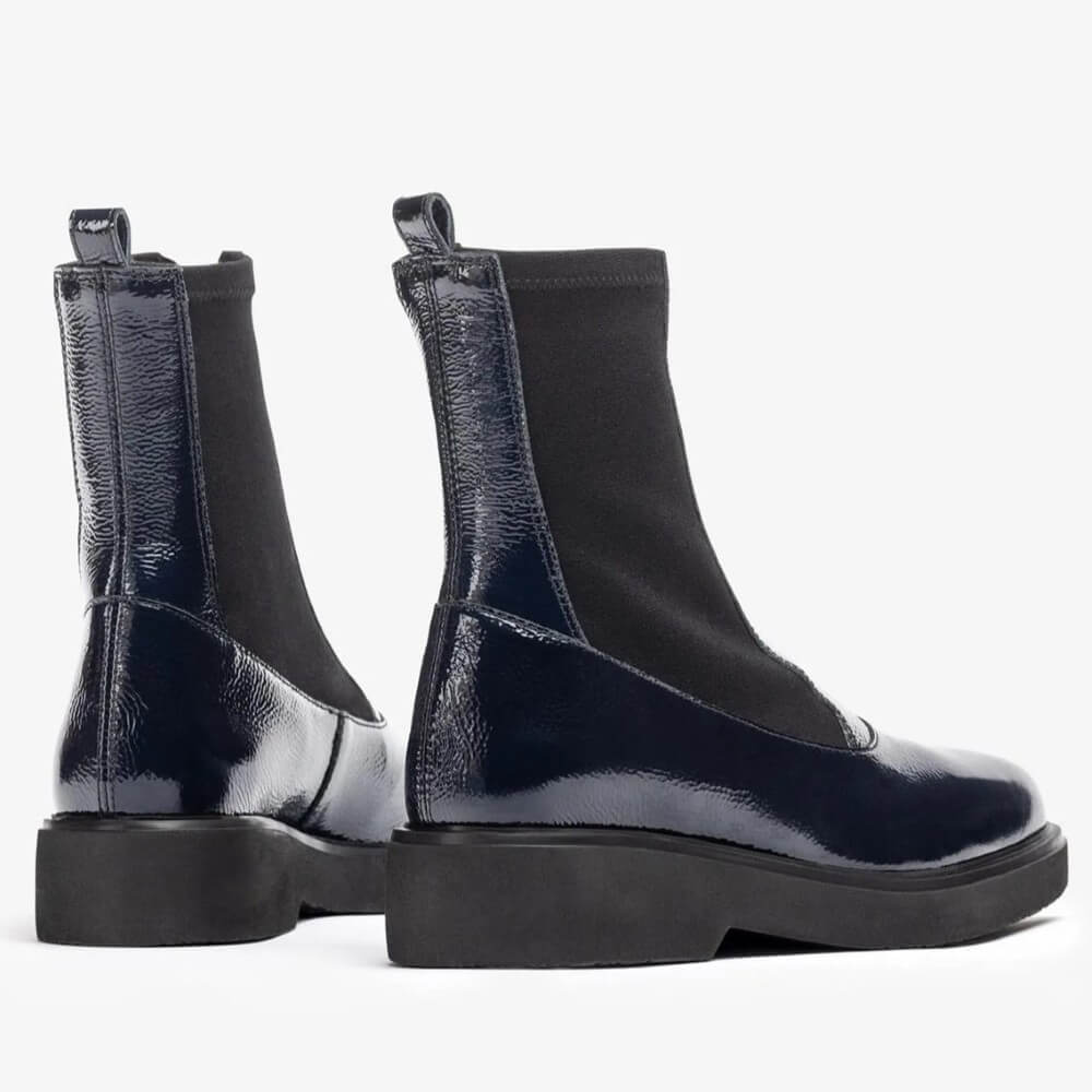 Unisa Foggia Centre Zip Patent Leather Boot Navy