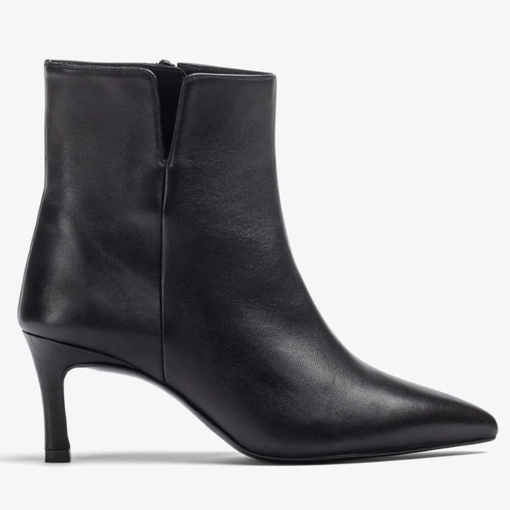 Unisa Black leather ankle boot on a white background Unisa Loroya Pointed Toe Leather Ankle Boot Black