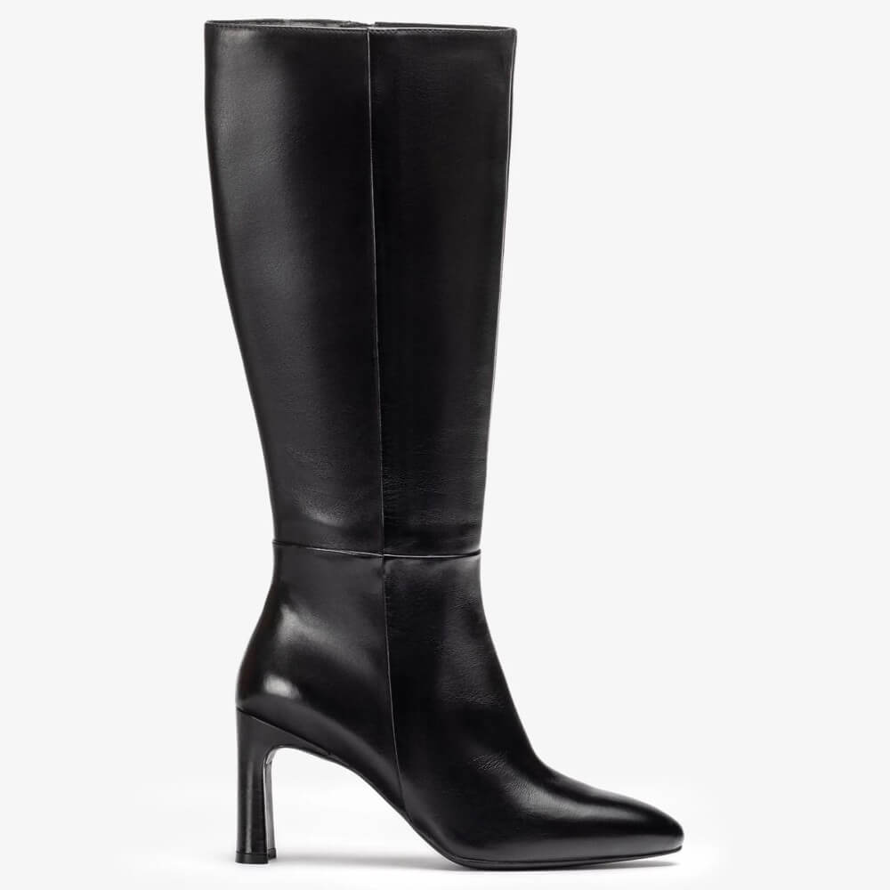 Black knee-high boot on a white background Unisa Wolcot Leather Knee High Boot Black
