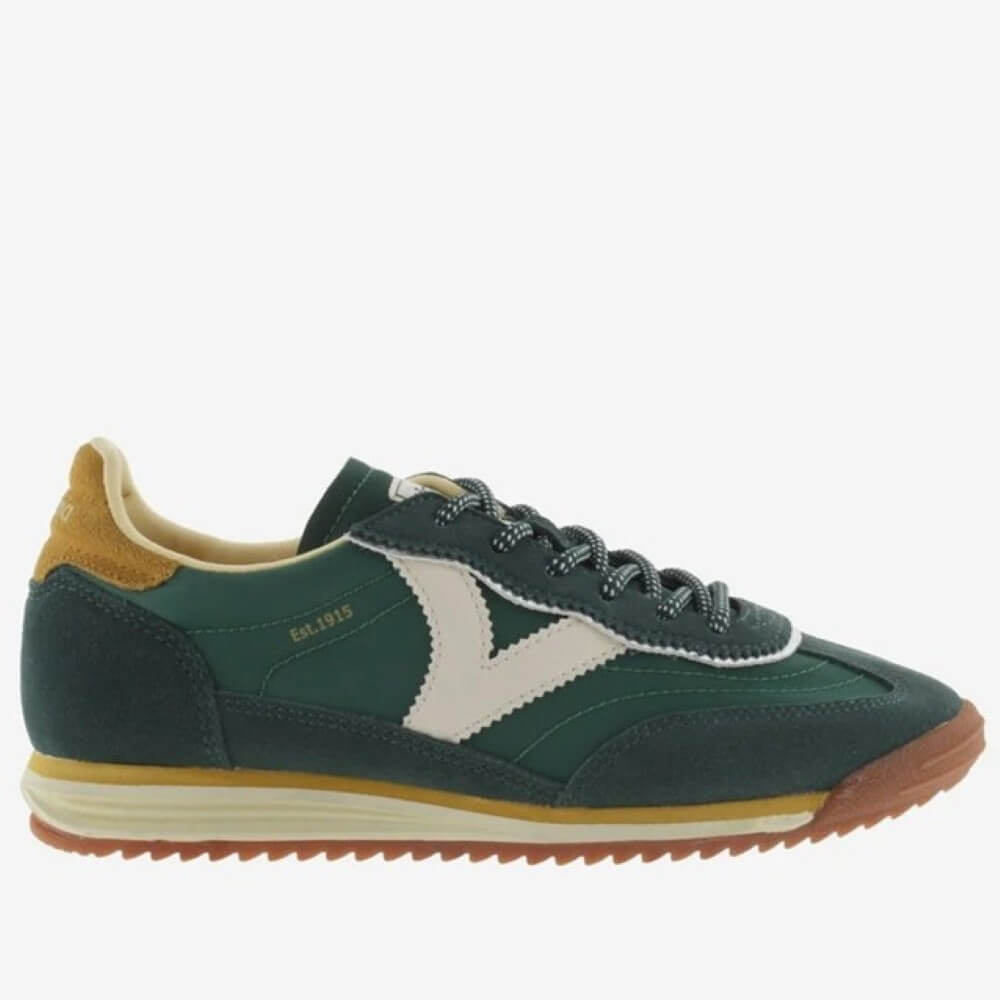 Green, white and yellow sneaker with a white logo on a white background Victoria Saturino Sneakers 1158101