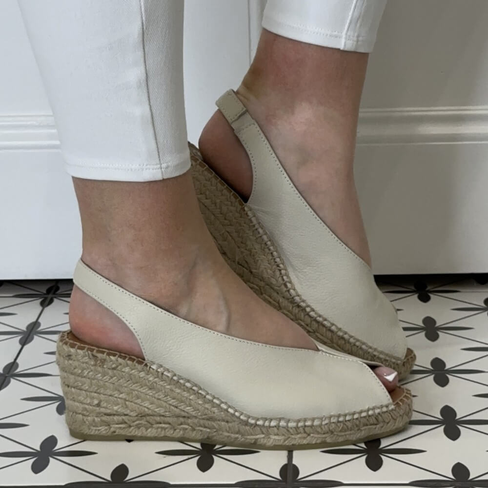 VIGUERA Leather Wedge Espadrilles 2127-BEIGE