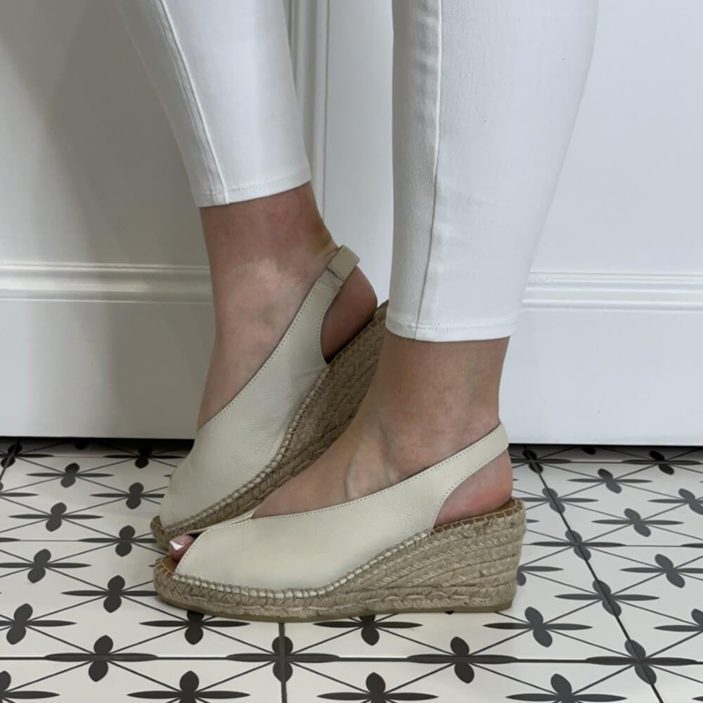 VIGUERA Leather Wedge Espadrilles 2127-BEIGE