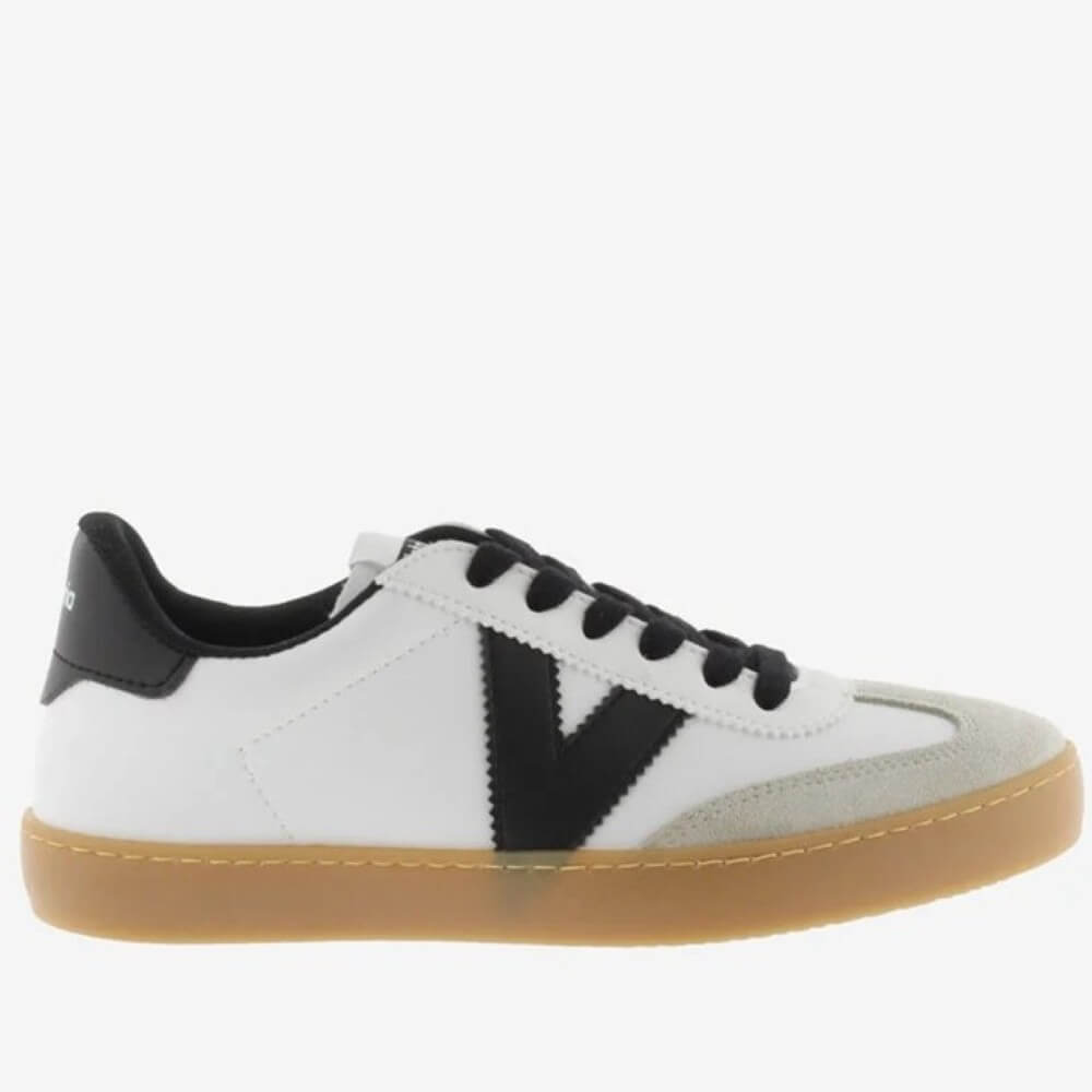 White and black sneaker with a brown sole on a white background Victoria Berlin Sneakers 1126208-BLACK