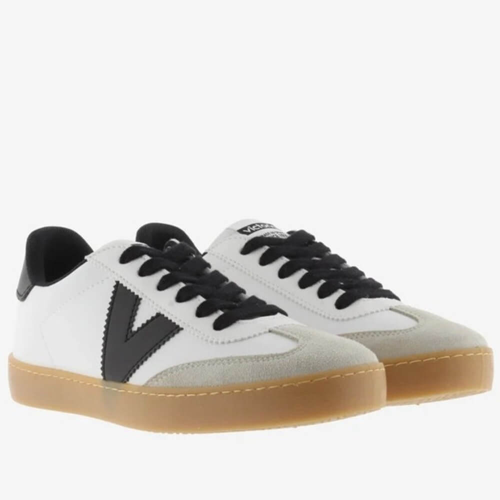 White and black sneaker with a brown sole on a white background Victoria Berlin Sneakers 1126208-BLACK