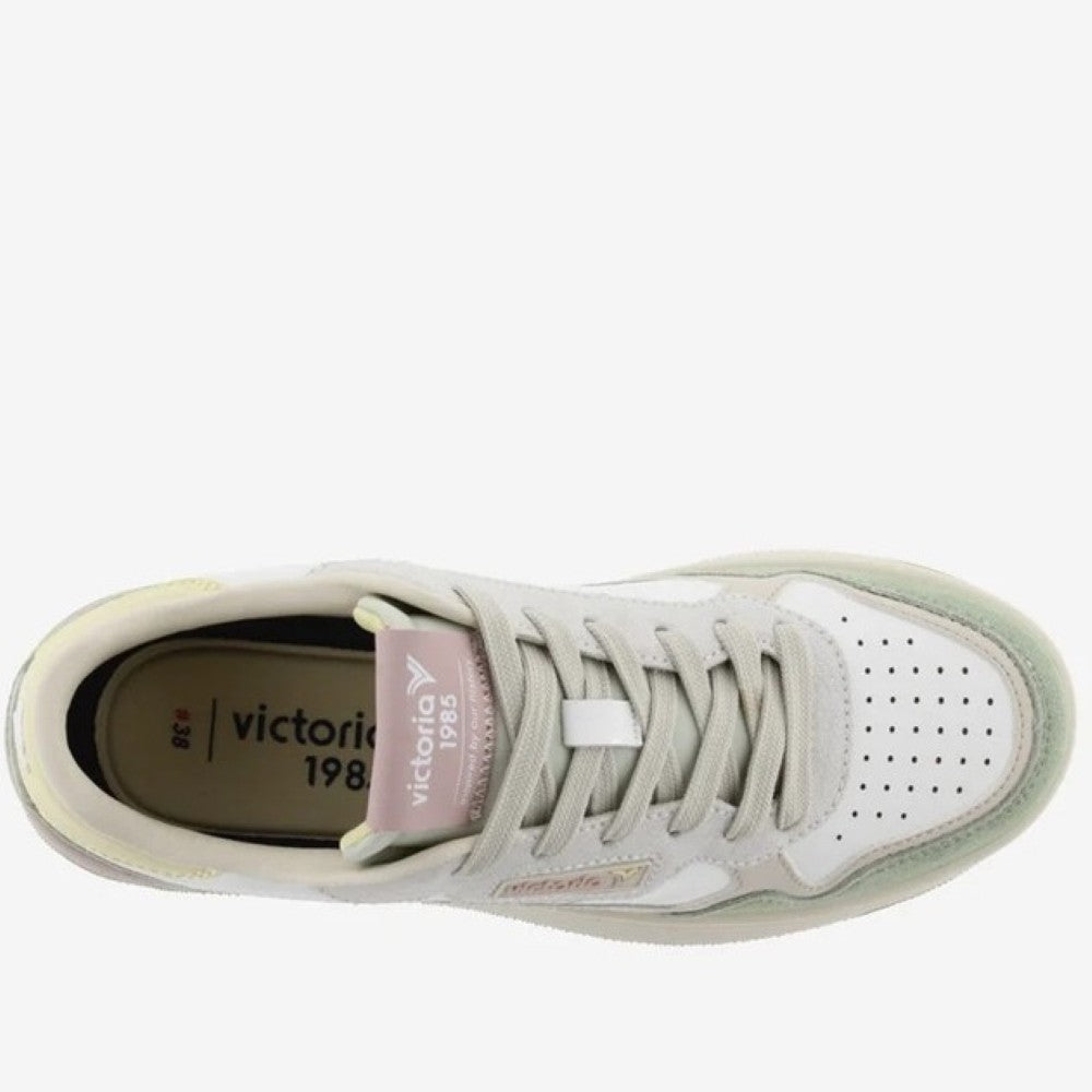 Victoria White Jade Trainers on a white background