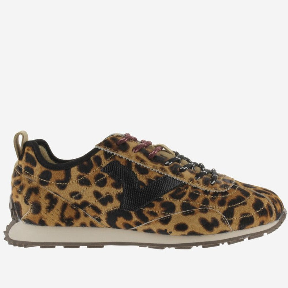 Victoria Leopard Print Hairy Sneakers on a white background