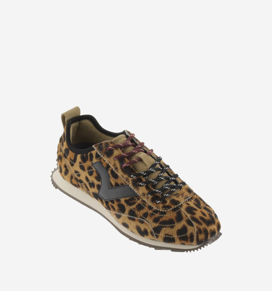 Victoria Leopard Print Hairy Sneakers on a white background