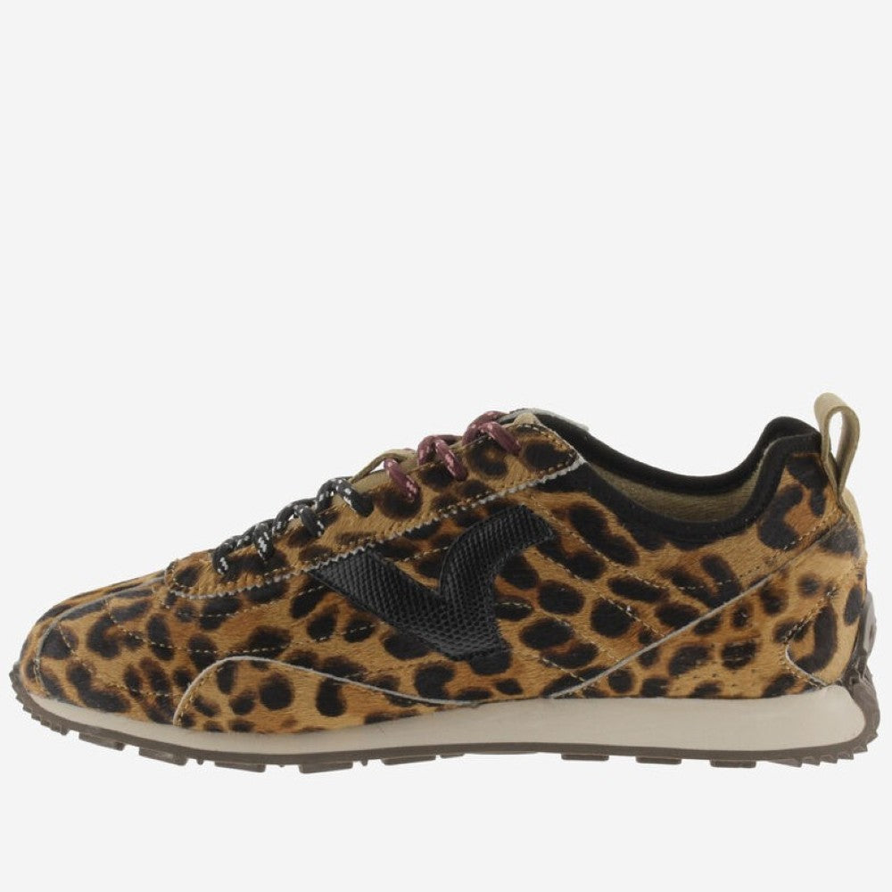 Victoria Leopard Print Hairy Sneakers on a white background