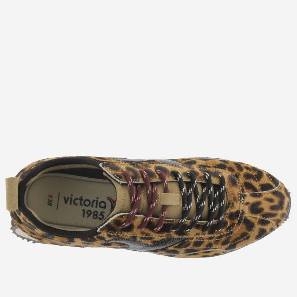 Victoria Leopard Print Hairy Sneakers on a white background