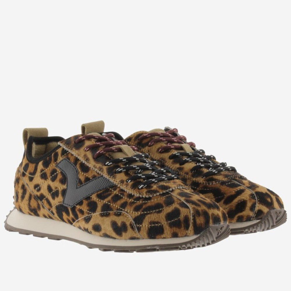 Victoria Leopard Print Hairy Sneakers on a white background