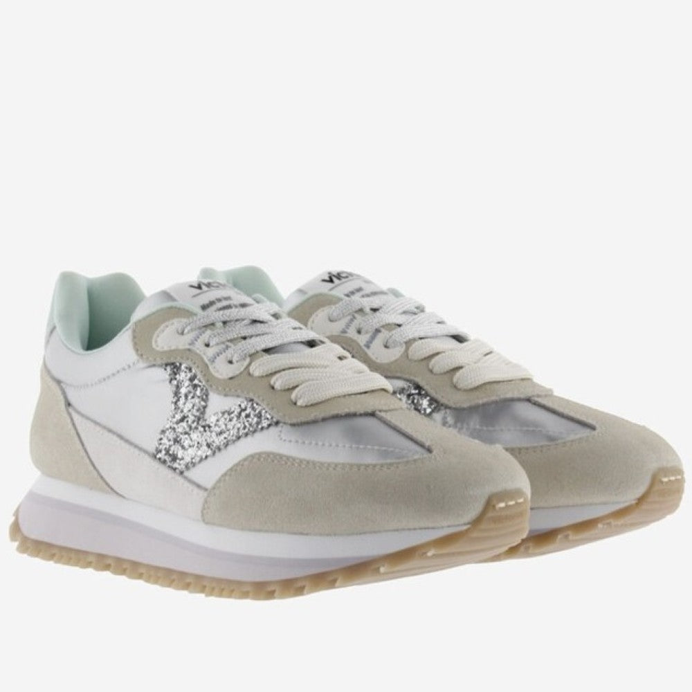 Victoria Silver trainers on a white background