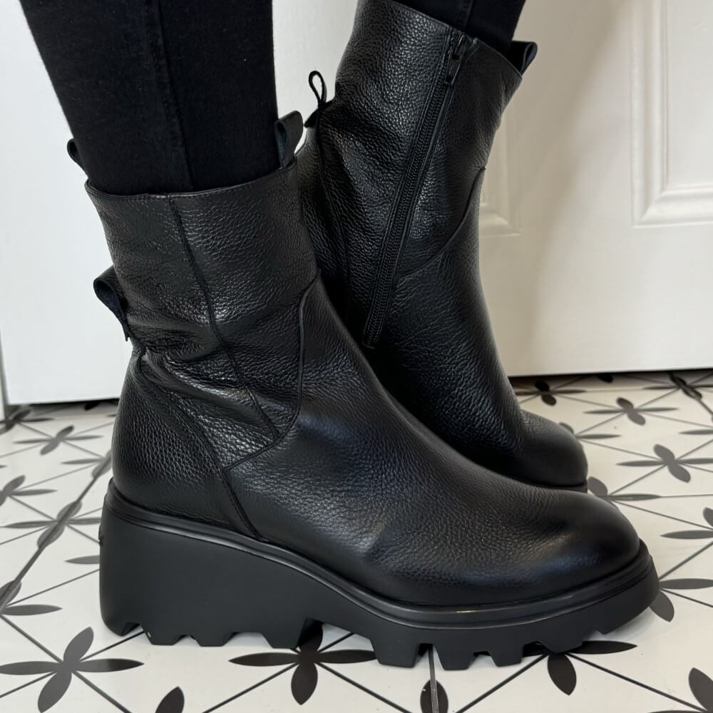 Wonders G-7001 Leeds Wedge Ankle Boot-BLACK