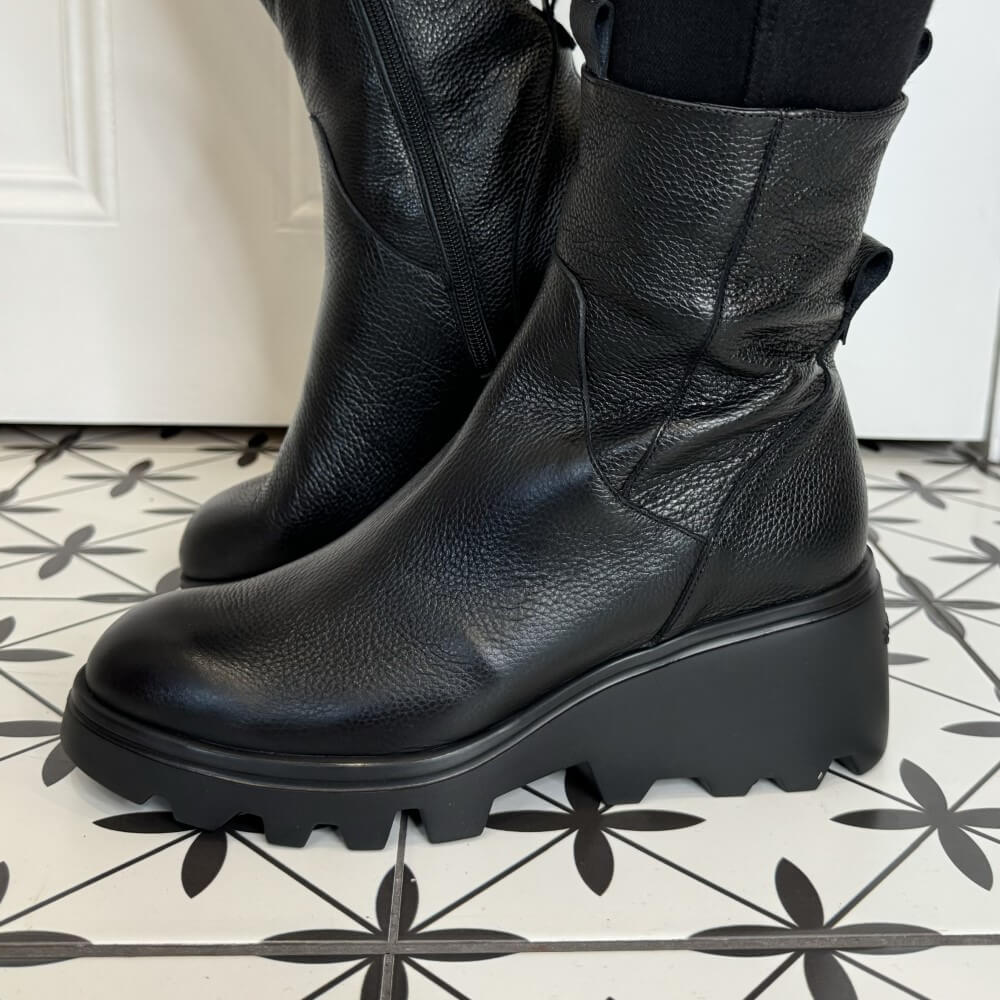 Wonders G-7001 Leeds Wedge Ankle Boot-BLACK