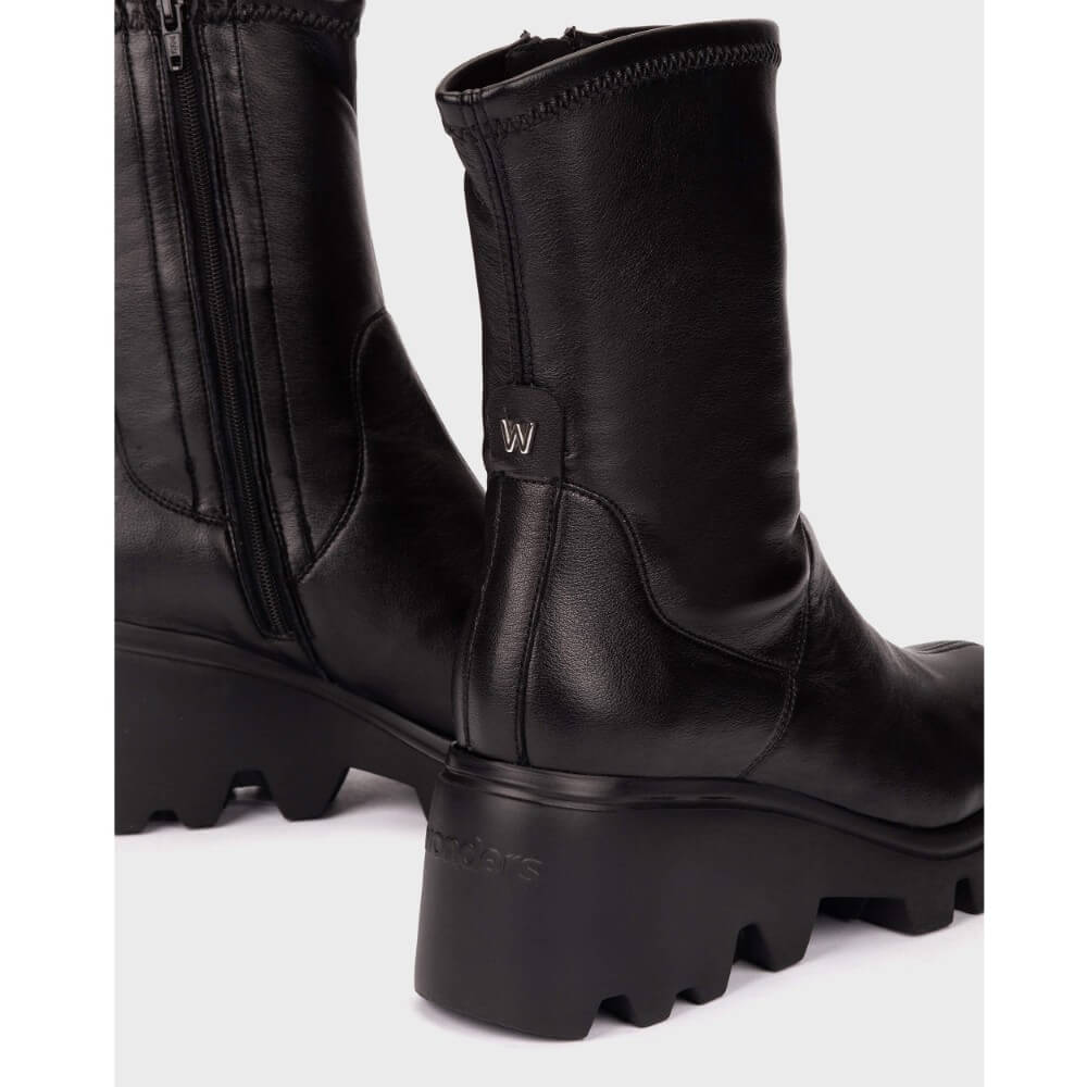 Wonders G-7030 Toronto 30 Black Leather-Mix Ankle Boots