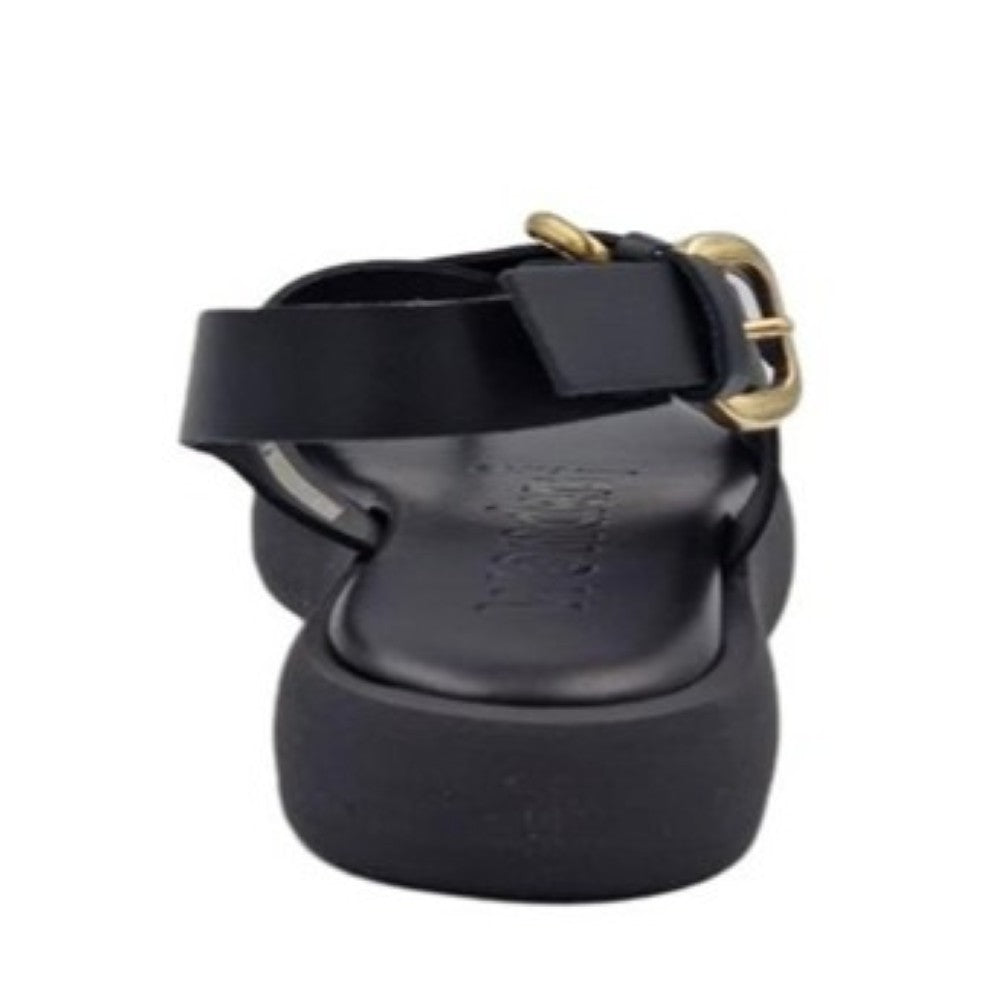 Wonders Black Leather Sandals AB-1332