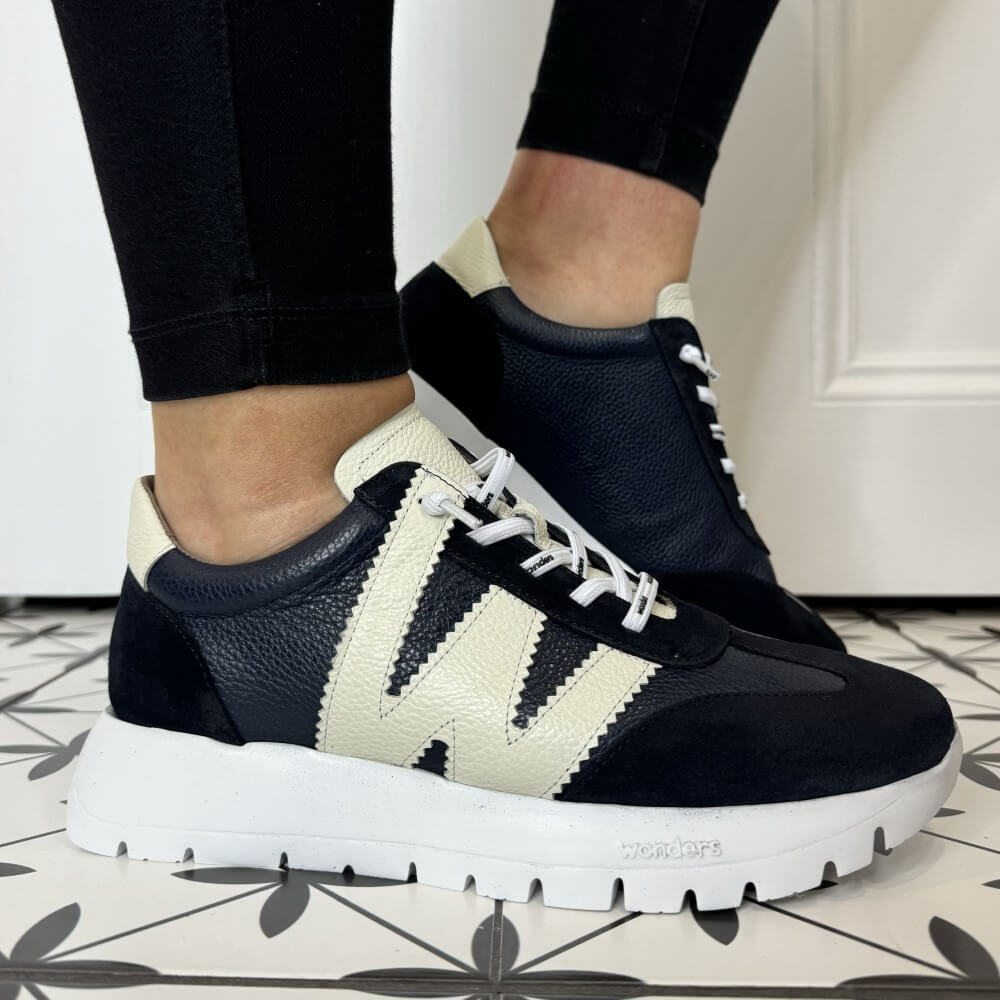 Navy and cream trainers 