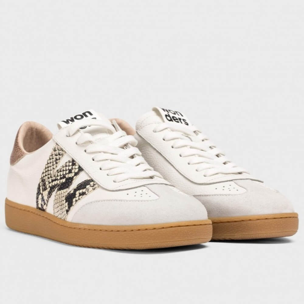 Wonders Nubia Leather Trainers AP-2001 Off White Snake