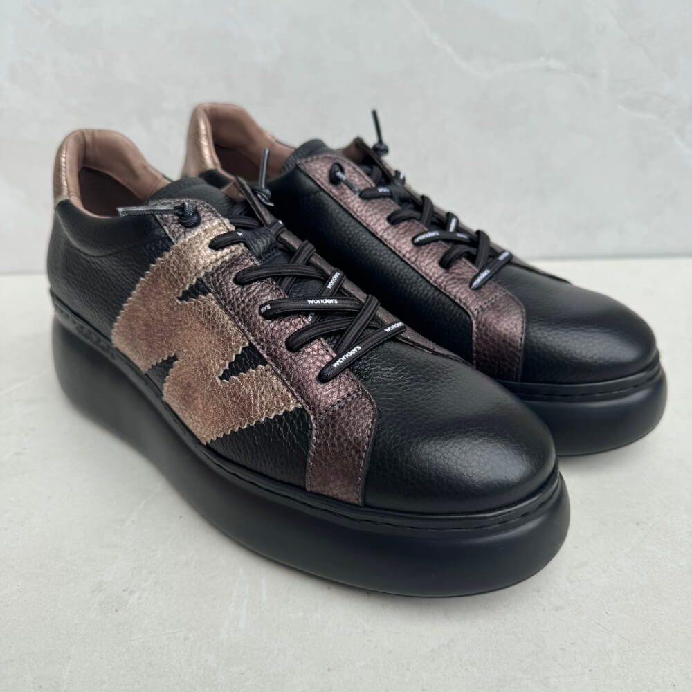 Black and bronze sneakers Wonders Zurich 70 Astra A-2670-BLACK 